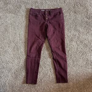 Mossimo Mid-Rise Skinny Jeans | Burgundy Super Stretch | Size 2 / 26R